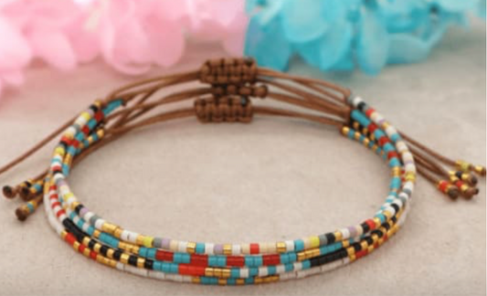 Boho-chic Woven Vibrant Beaded Bracelet