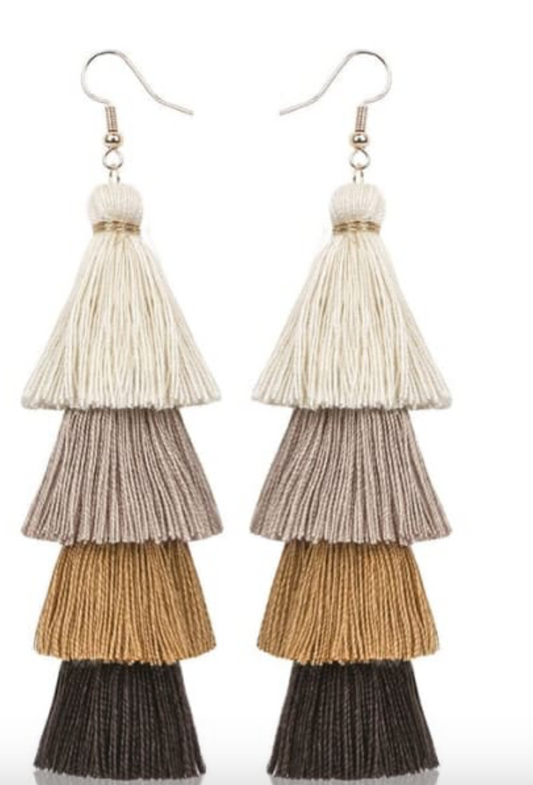 Earthy Layers Tassel Earrings